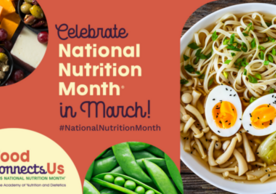 National Nutrition Month logo with healthful foods