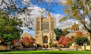 Sterling Memorial Library in autumn